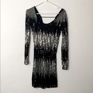 Black & Silver Sequin Dress